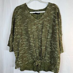 Brittany Humble Sweater Womens XL Olive Green Textured Knit Pullover